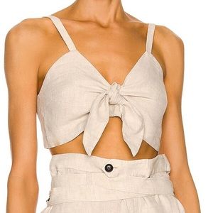 Marissa Web Paloma Linen Tie-Front Crop Top, Size XS, NWT